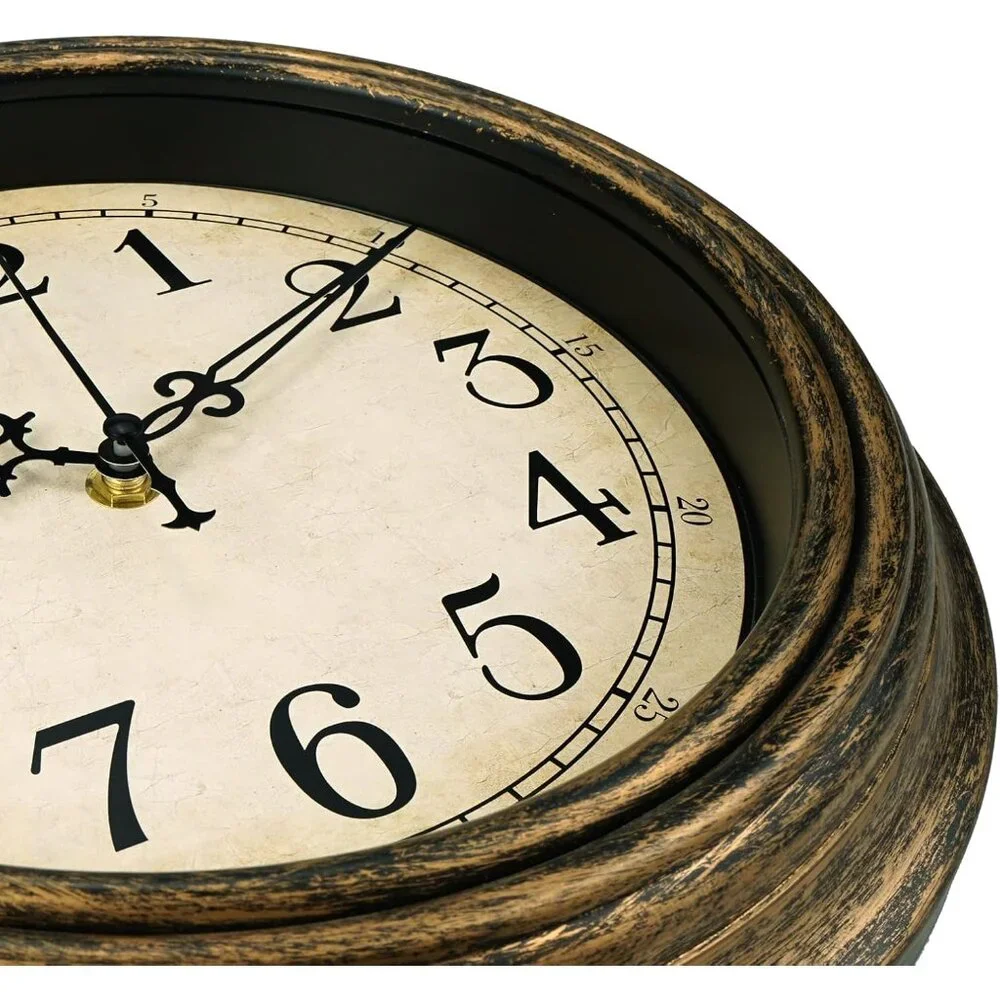 Small Retro Wall Clock, 12'' Non Ticking Classic Silent Vintage Wall Clocks Deco
